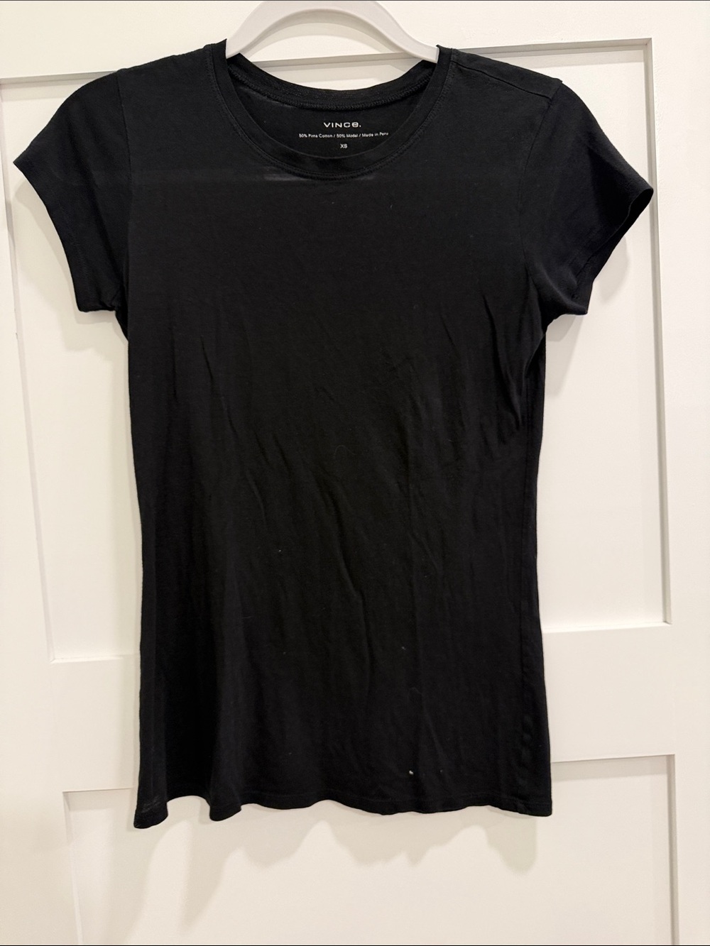Vince Pima Cotton Modal Crew Neck T-Shirt Black XS